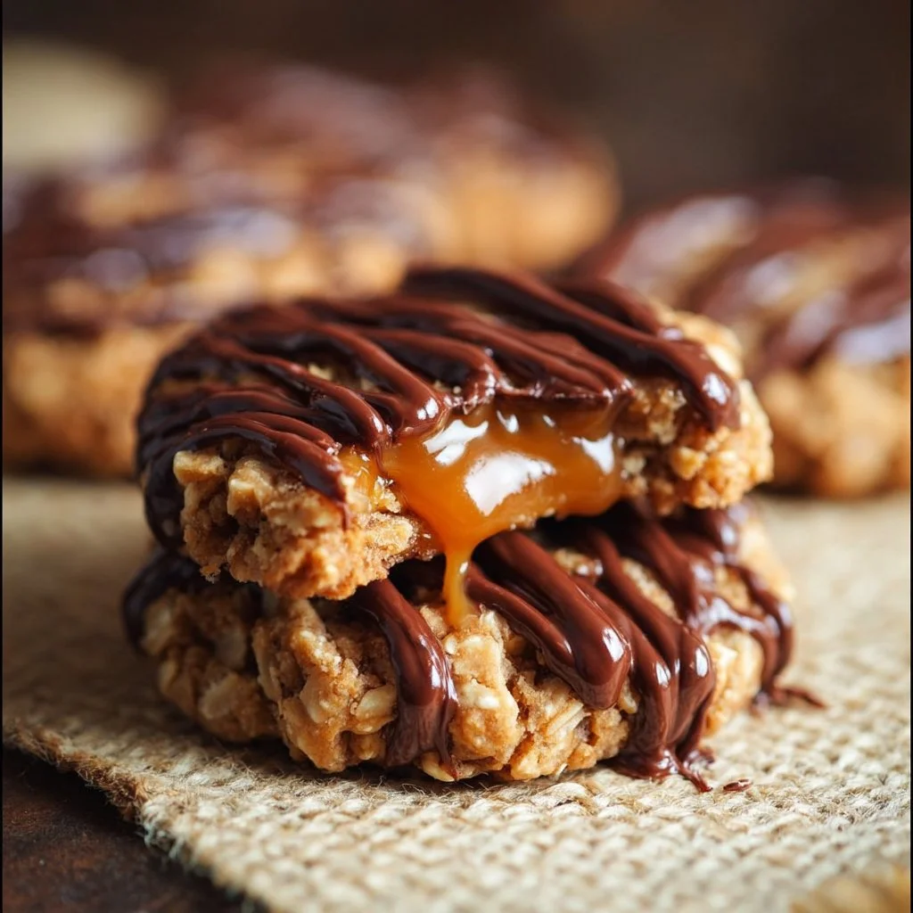 Peanut Butter Chocolate Caramel Cookies 1 Peanut Butter Chocolate Caramel Cookies with a rich and gooey texture