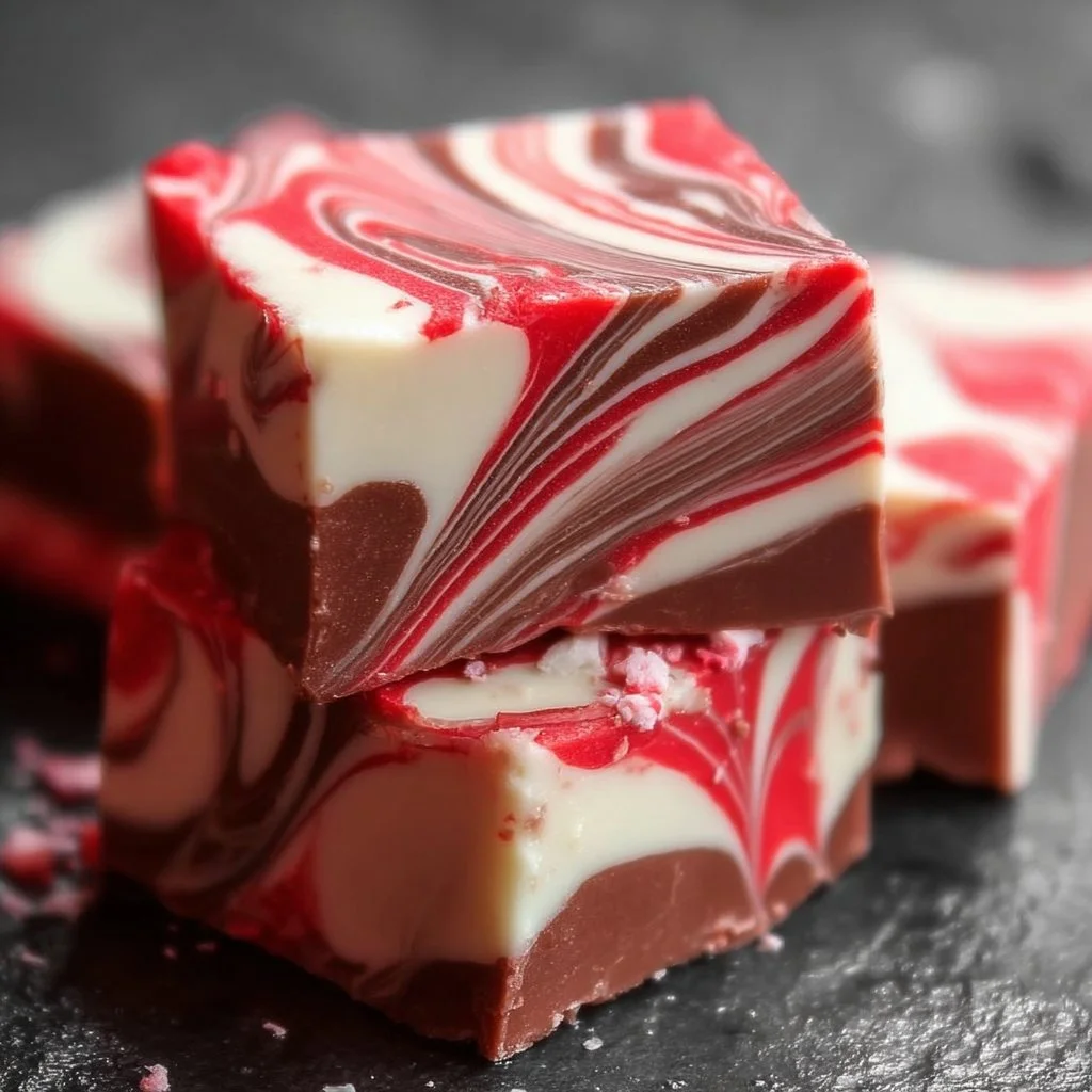 Delicious peppermint fudge with a swirl of peppermint flavor