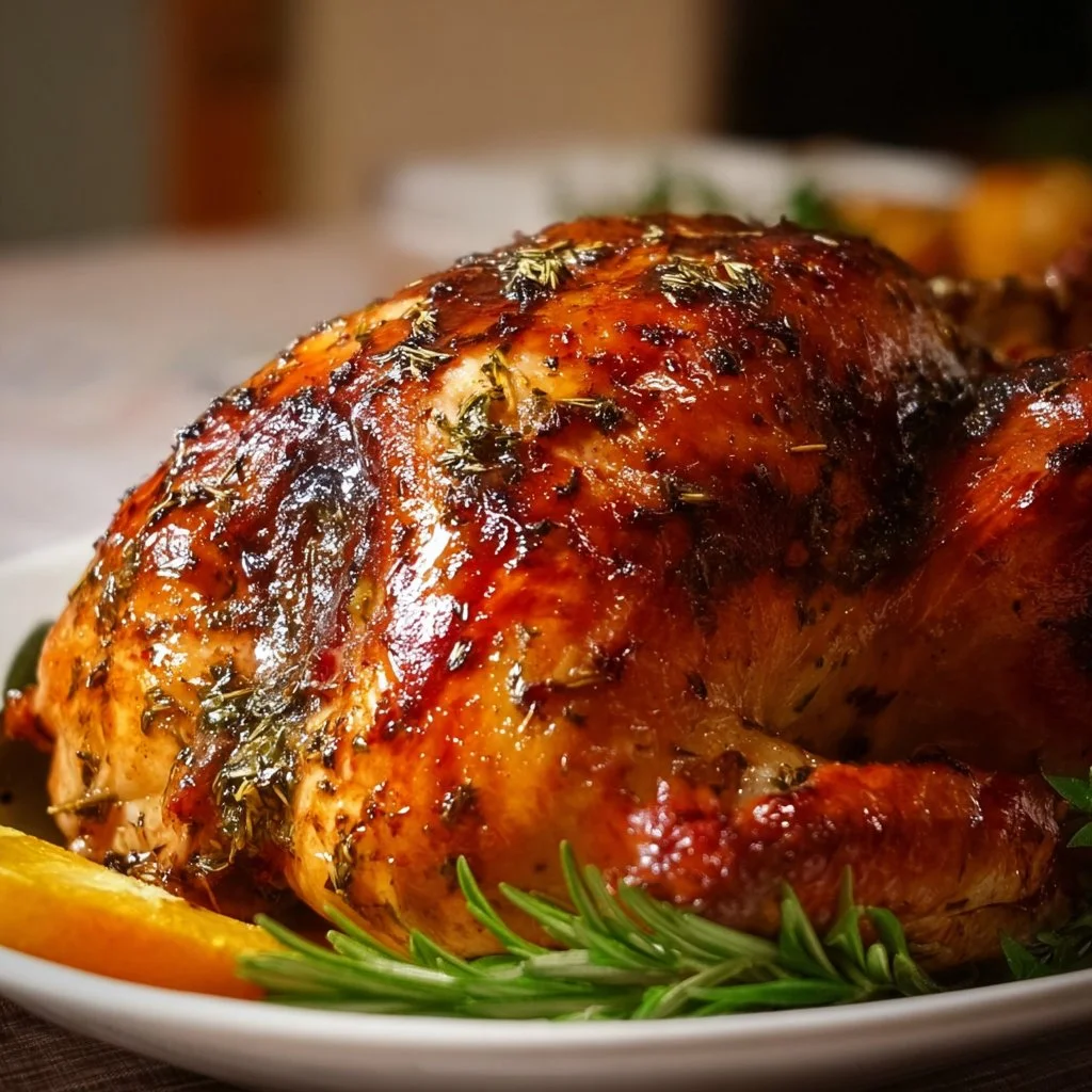 Perfect Roast Turkey - Juicy with Herb Butter Under the Skin 2 Juicy perfect roast turkey with herb butter under the skin, golden and delicious