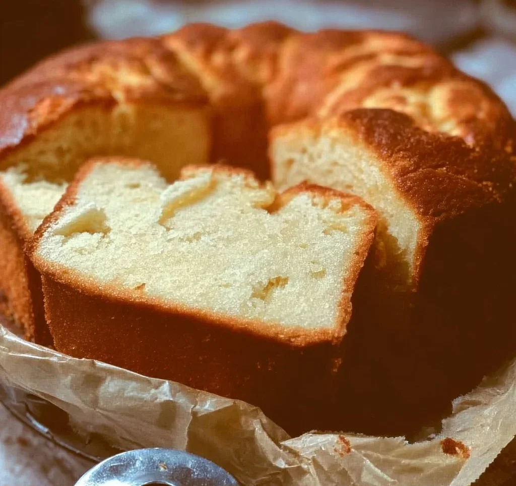 Delicious homemade pound cake on a decorative plate