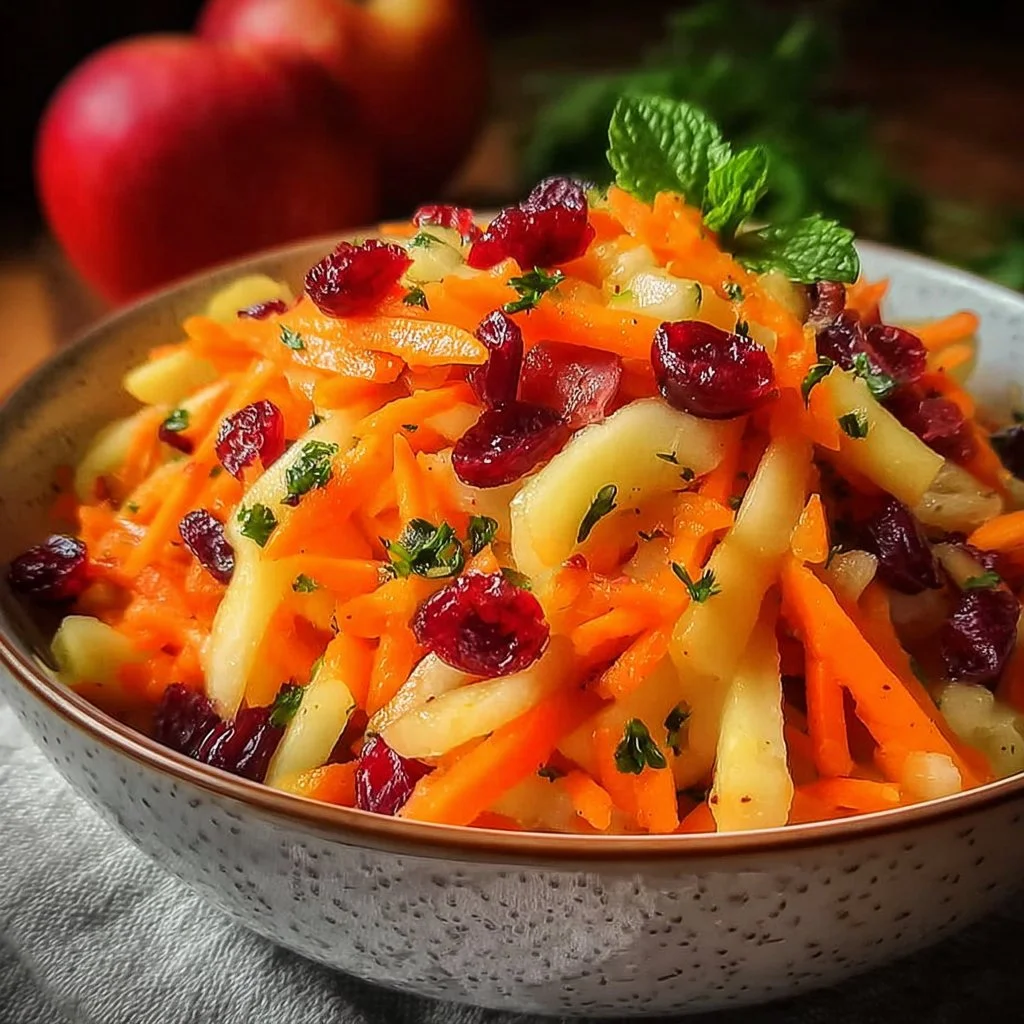 Refreshing apple cranberry carrot salad with vibrant colors and fresh ingredients