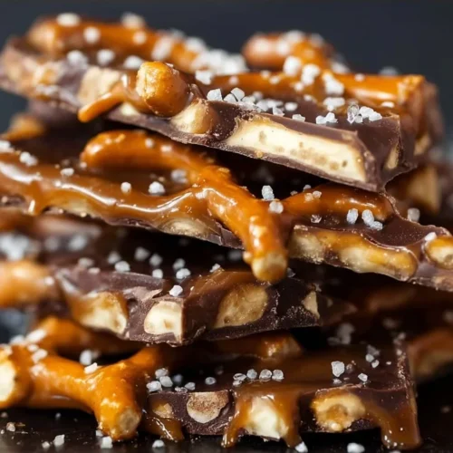 Salted caramel pretzel bark 3 Delicious salted caramel pretzel bark with crunchy pretzel pieces