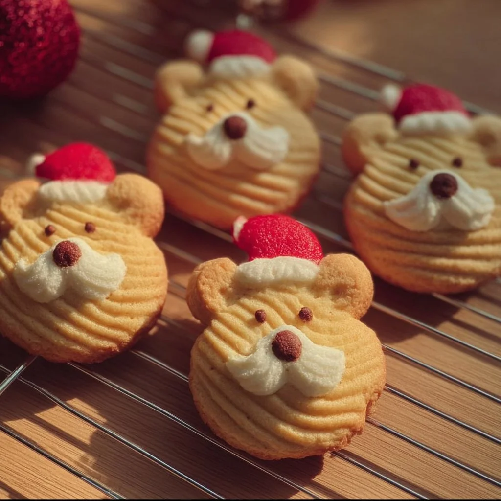 Deliciously decorated Santa Bear Cookies for holiday celebrations