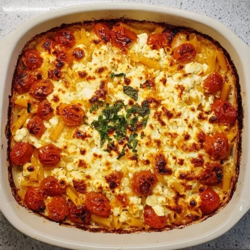 Delicious baked feta pasta dish inspired by TikTok recipe