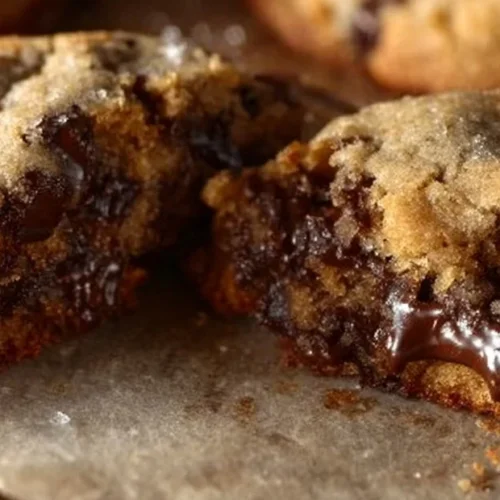 Ultra Thick Bakery Style Chocolate Chip Cookies - Crispy Edges, Gooey Centers, and Loaded with Chocolate! 3 Ultra thick chocolate chip cookies with crispy edges and gooey centers