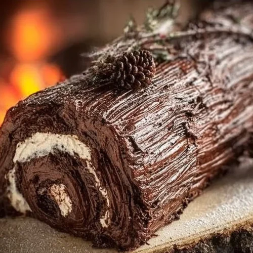 Yule Log 3 Delicious Yule Log cake decorated for the holiday season