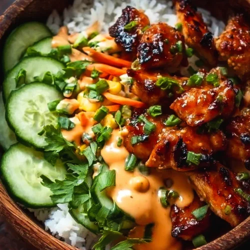 Spicy Honey-Ginger Chicken Bowls with Irresistible Yum Yum Sauce 2 0 0