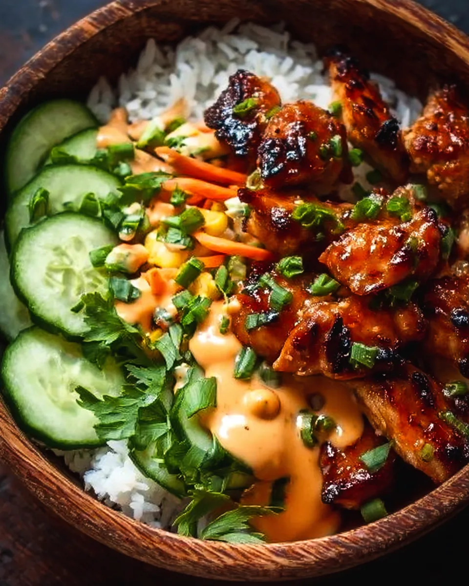 Spicy Honey-Ginger Chicken Bowls with Irresistible Yum Yum Sauce 1 0 0