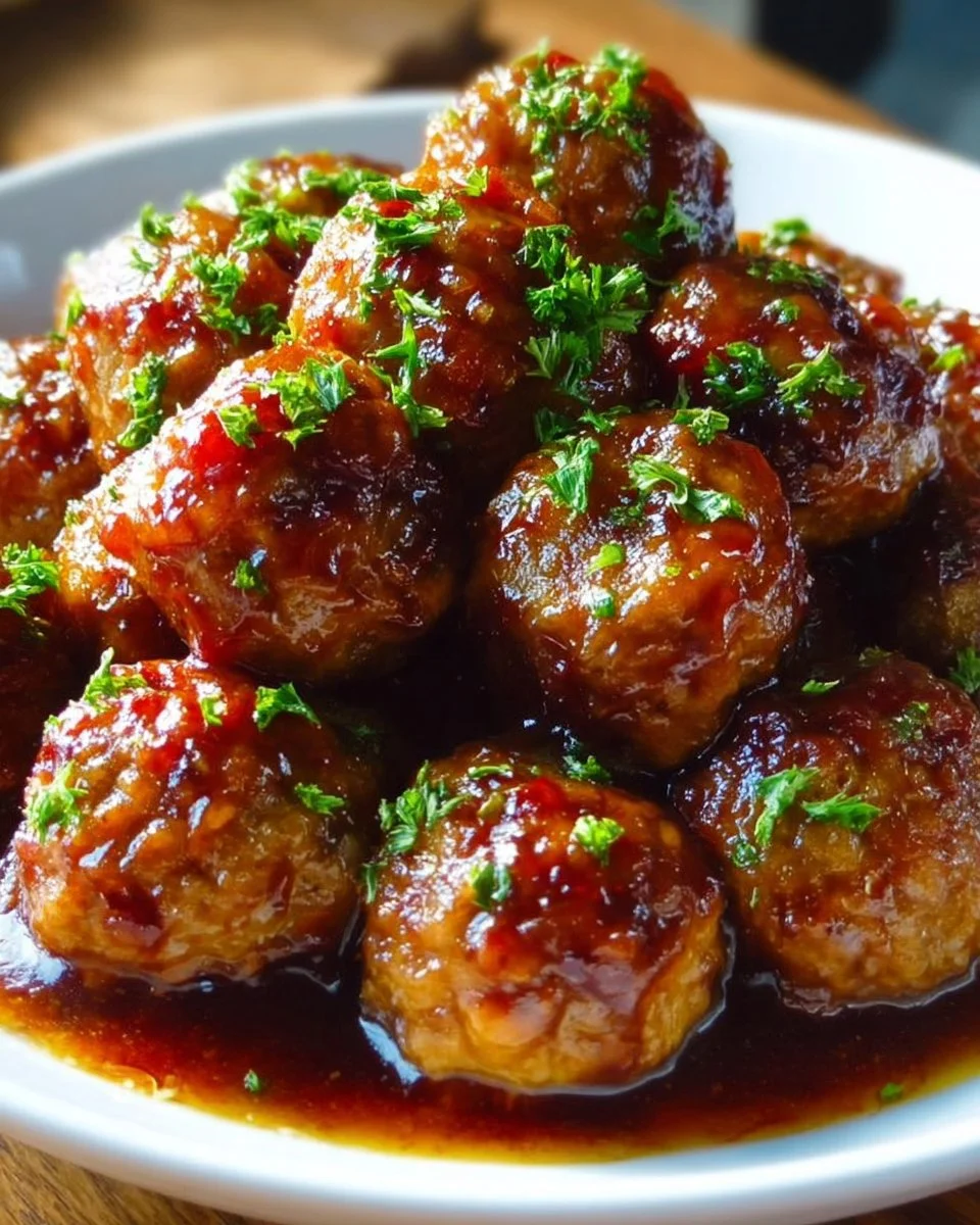 Baked Honey Garlic Turkey Meatballs 1 Baked honey garlic turkey meatballs served with a side of veggies