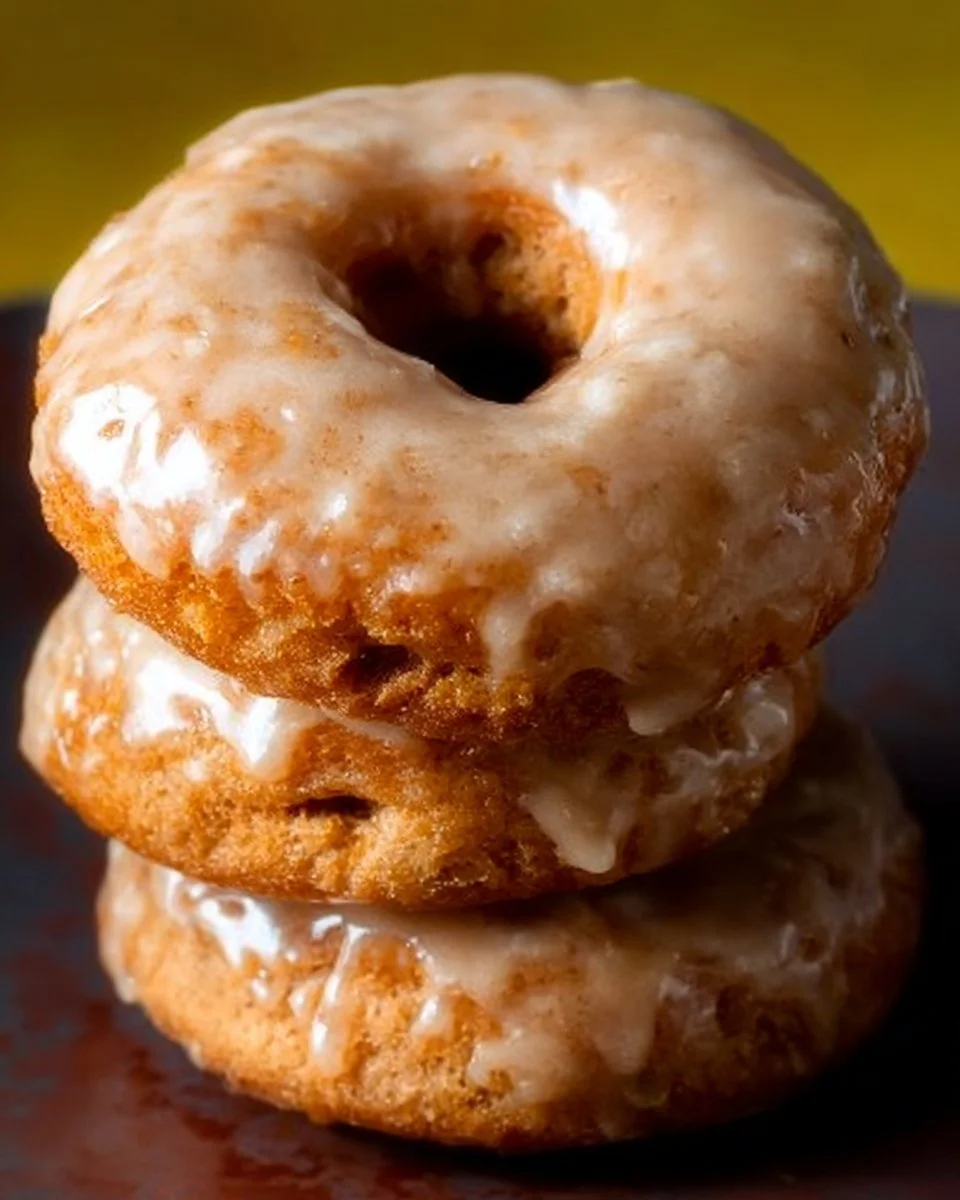 Baked Maple Glazed Donuts 1 Delicious baked maple glazed donuts on a white plate decorated with sprinkles
