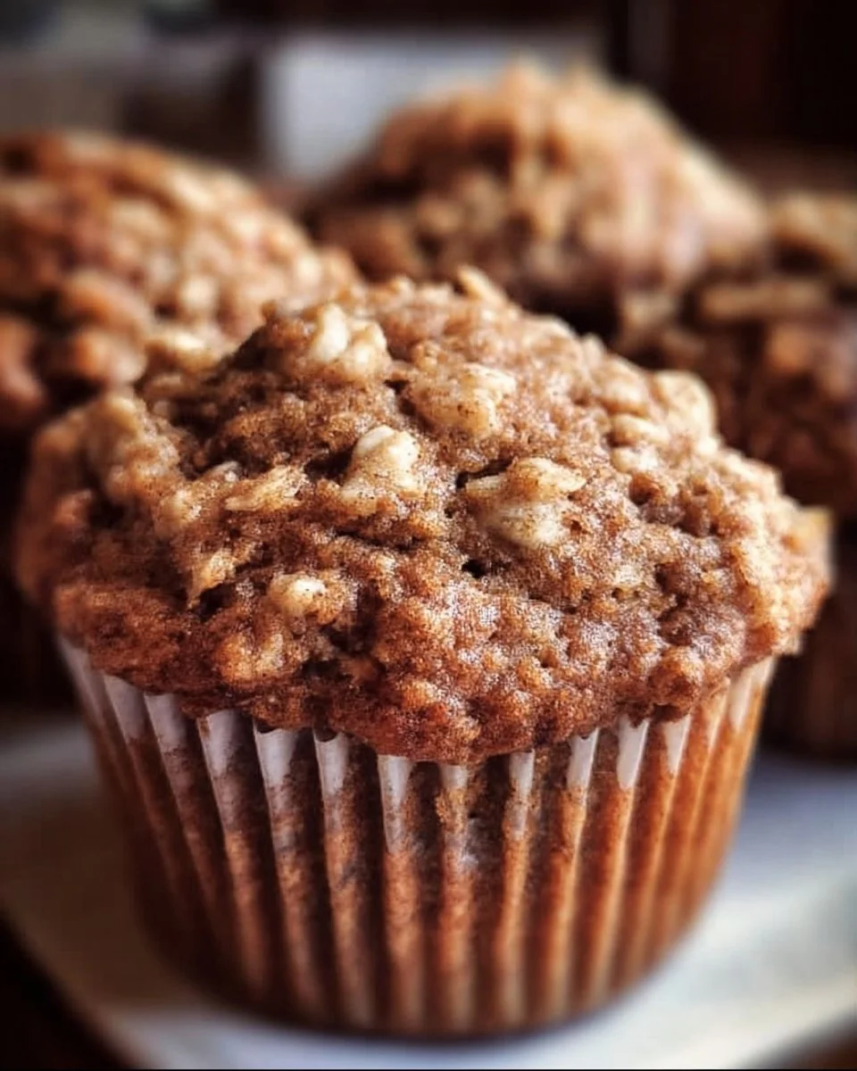 Banana Oatmeal Muffins 1 Freshly baked banana oatmeal muffins on a cooling rack.