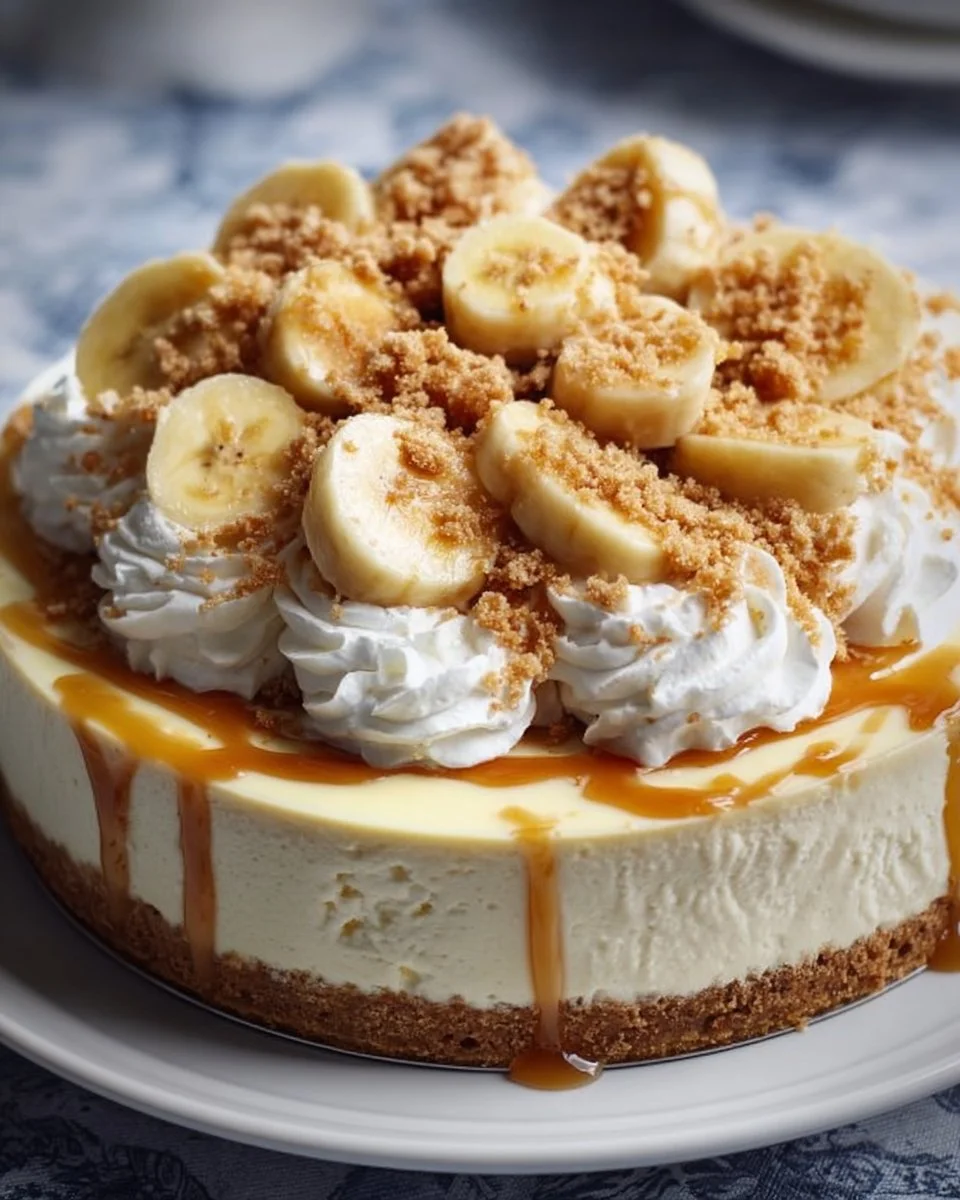 Banana Pudding Cheesecake 1 Slice of Banana Pudding Cheesecake topped with whipped cream and banana slices.