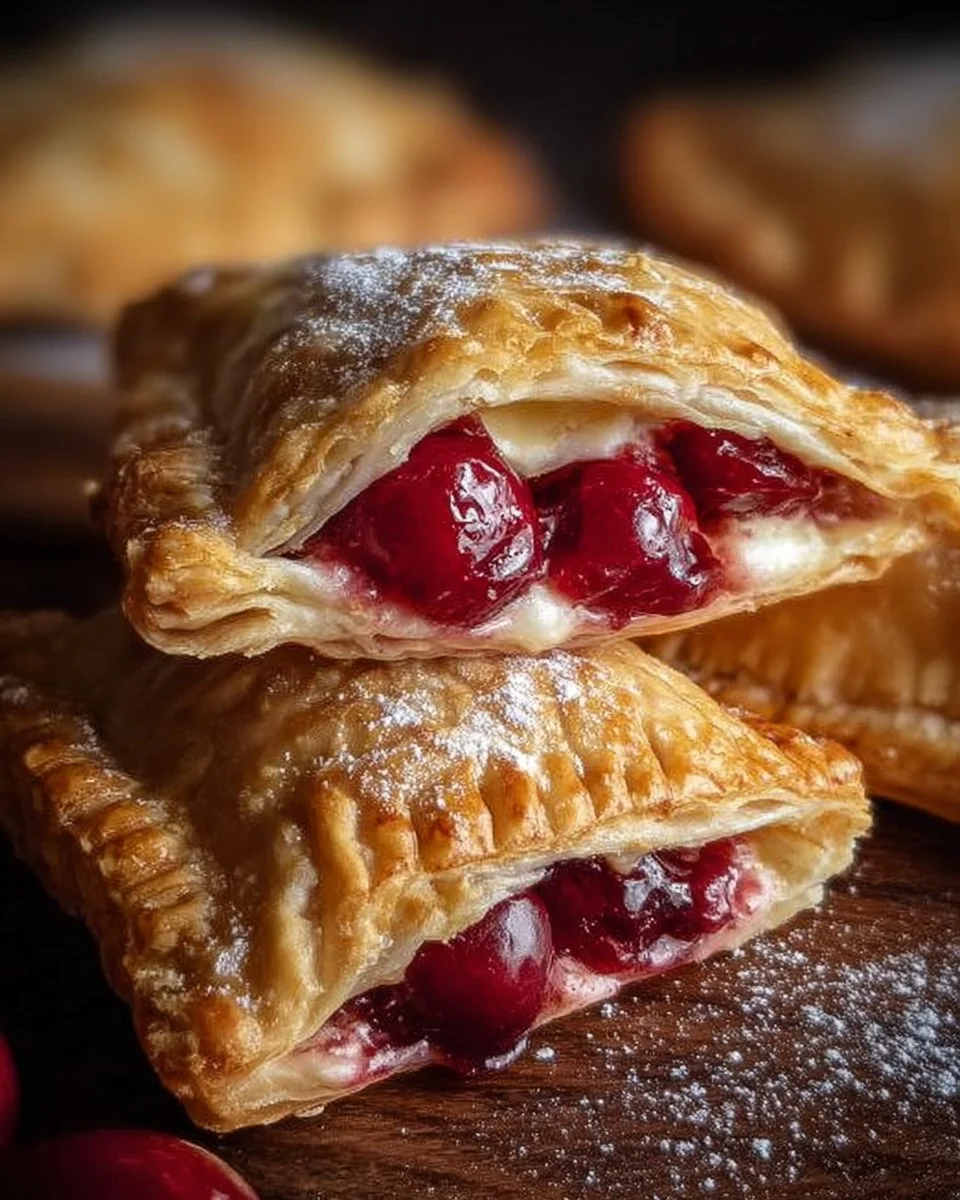 Cherry Cheesecake Hand Pies 1 Homemade Cherry Cheesecake Hand Pies on a plate, garnished with cherries