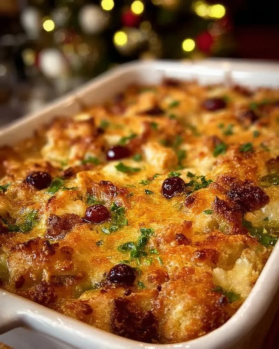 Christmas Casserole 1 Delicious Christmas Casserole served on a holiday table.