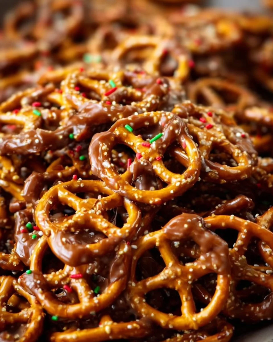 Christmas Toffee Pretzel Mix 1 Delicious Christmas toffee pretzel mix with sweet and salty flavors