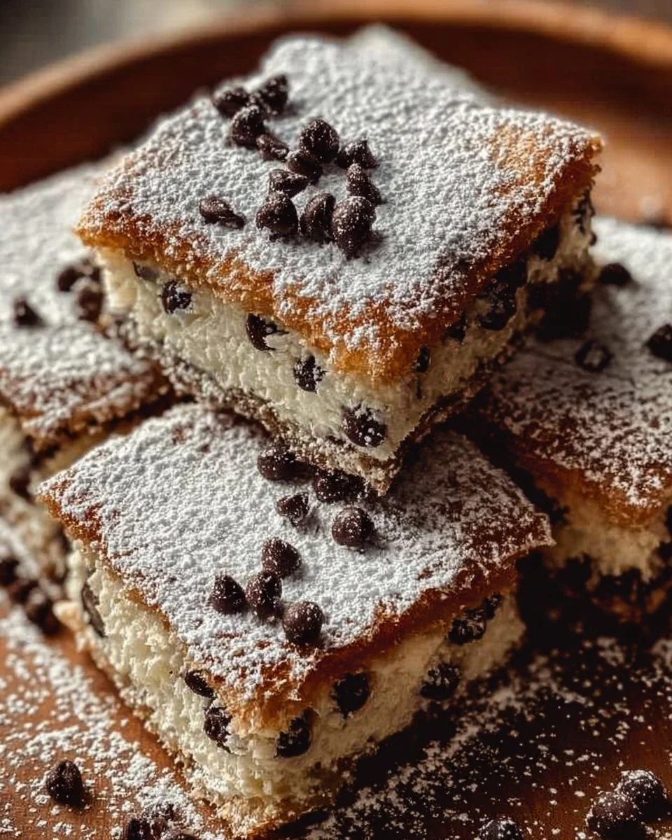 Classic Cannoli Squares 1 Delicious classic cannoli squares with ricotta filling and chocolate chips