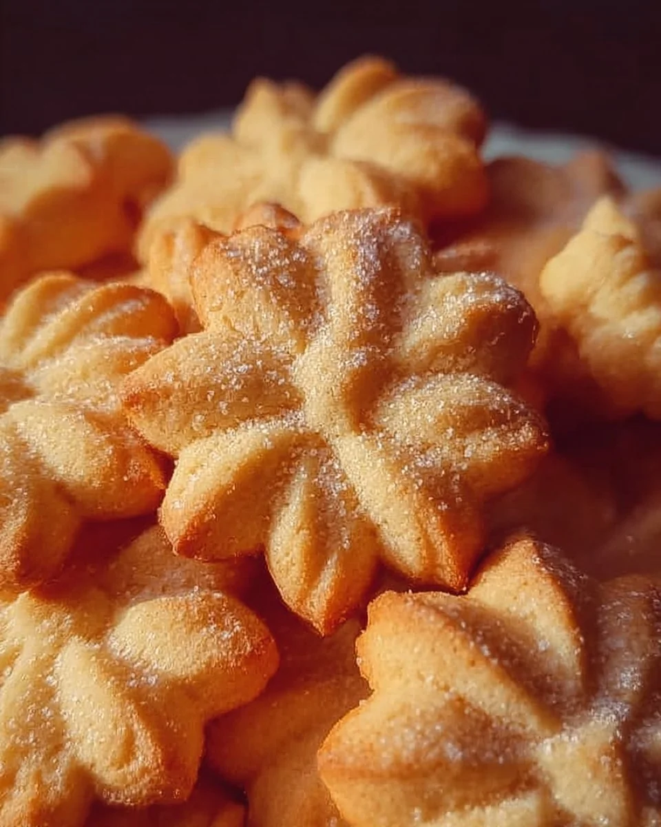 A tray of classic spritz cookies, beautifully decorated and ready to serve.