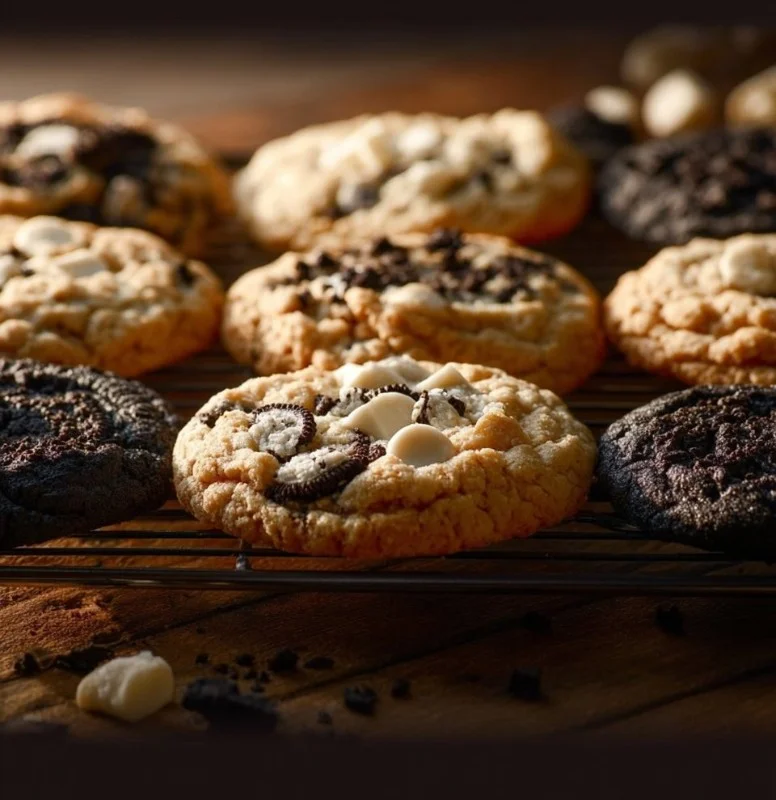 Cookies and Cream Cookies 1 Delicious cookies and cream cookies on a plate, perfect for dessert lovers.