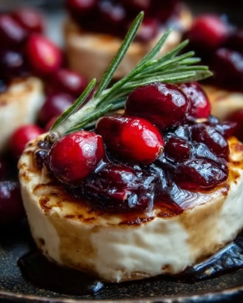 Cranberry and Brie Appetizer 1 Delicious cranberry brie appetizer served on a wooden platter.