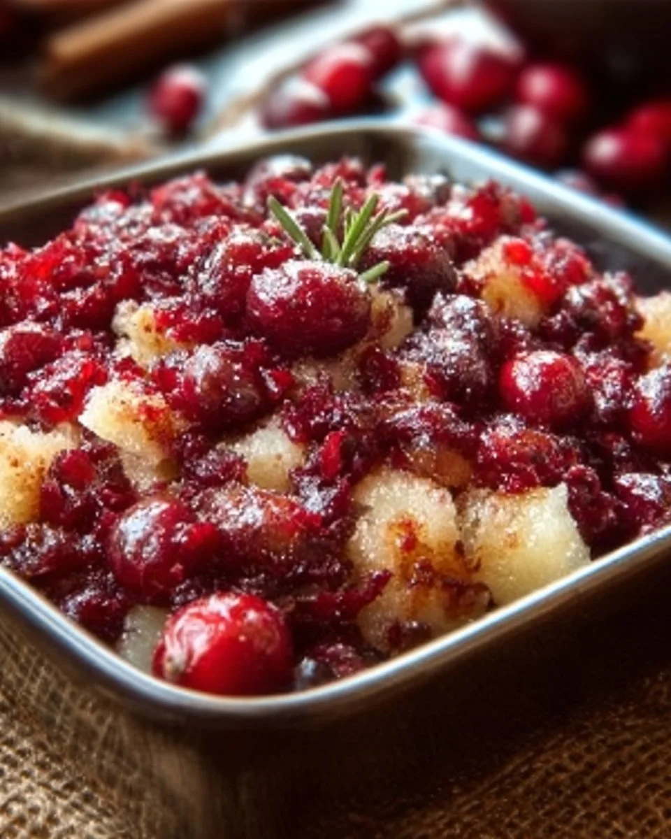 Cranberry Apple Dish 1 Delicious Cranberry Apple dish garnished and ready to serve