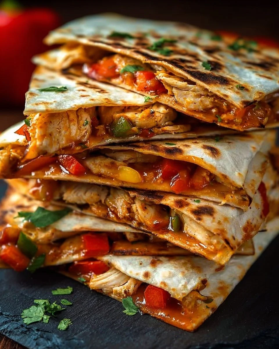Flavor-Packed Chicken Fajita Quesadilla You Can't Resist 1 Delicious chicken fajita quesadilla with colorful peppers and melted cheese