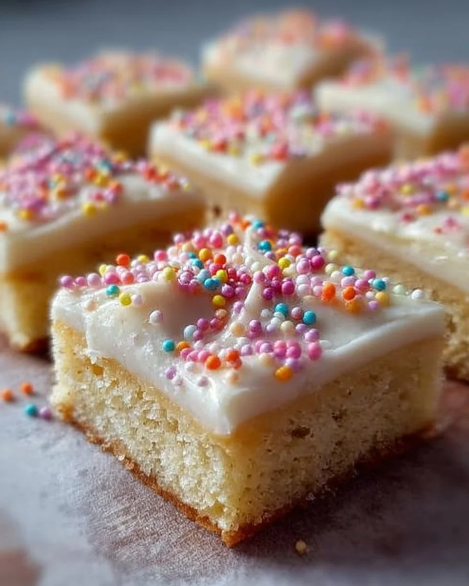 Delicious frosted sugar cookie bars with colorful icing on top