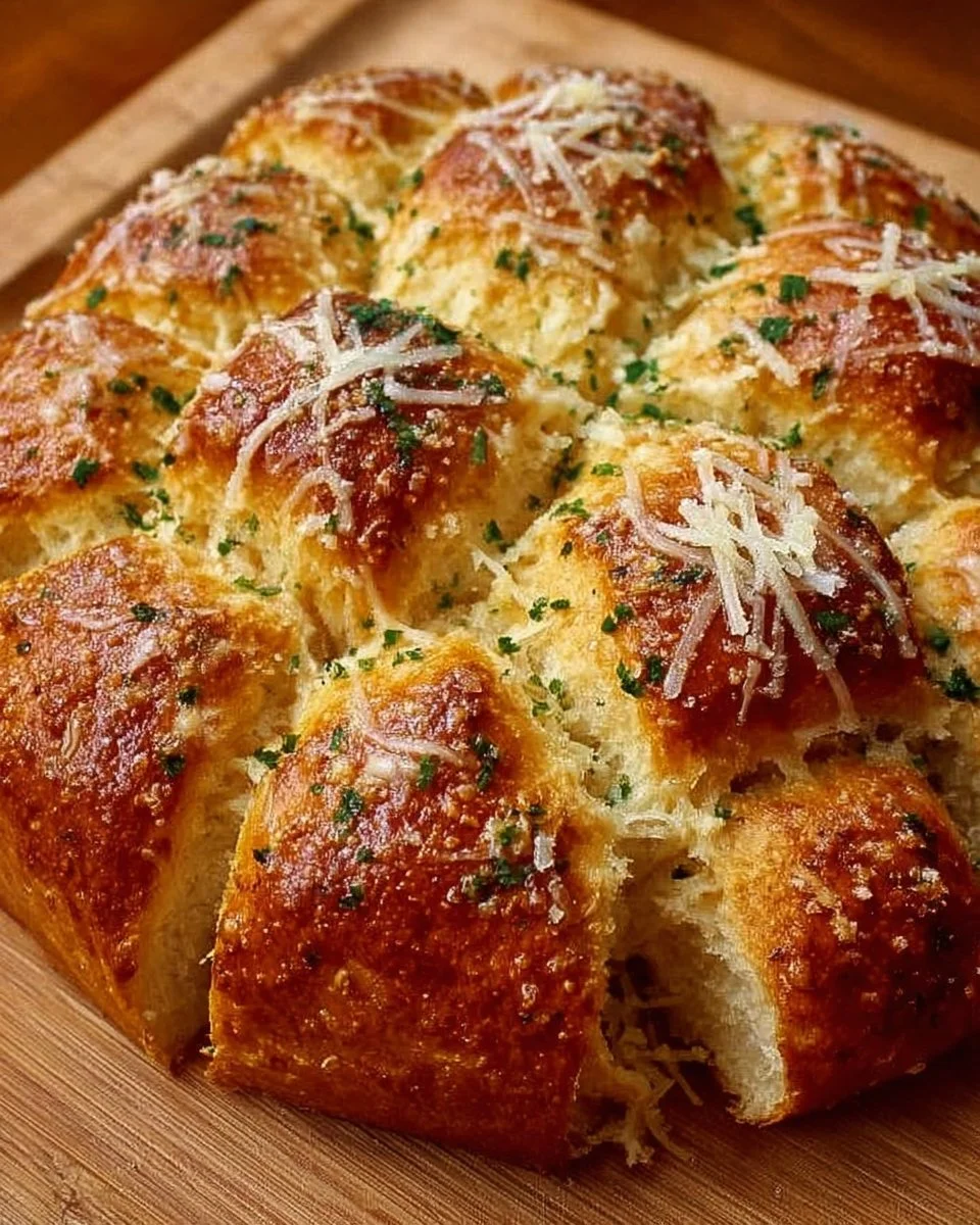 Delicious Garlic Parmesan Snowflake Bread baked to golden perfection