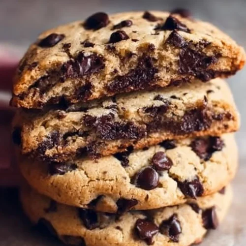 Giant Chocolate Chip Cookies 2 Giant chocolate chip cookies freshly baked and served on a plate