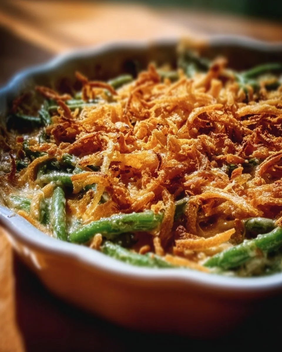 Green Bean Casserole From Scratch 1 Homemade green bean casserole made from scratch with fresh ingredients.