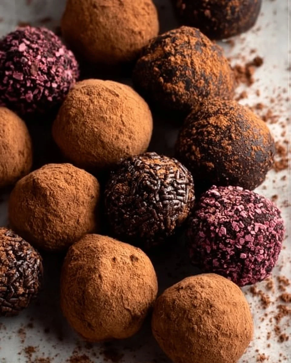 Delicious homemade chocolate truffles on a decorative plate
