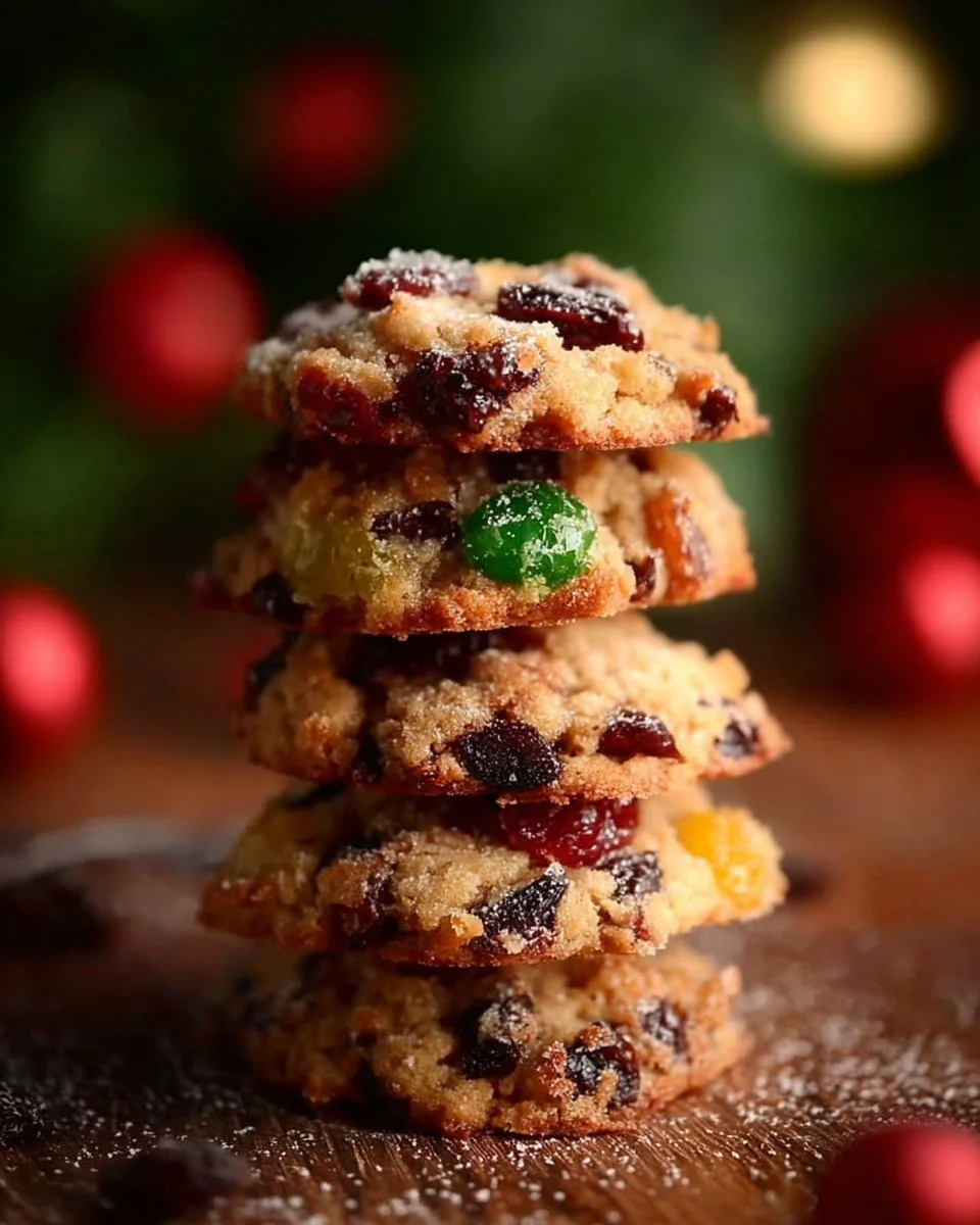 Irresistibly Easy Christmas Fruitcake Cookies Recipe to Savor 1 Deliciously decorated Christmas fruitcake cookies on a festive tray