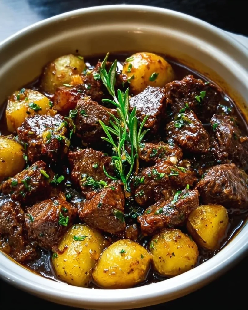Irresistibly Tender Slow Cooker Garlic Butter Beef Bites & Potatoes