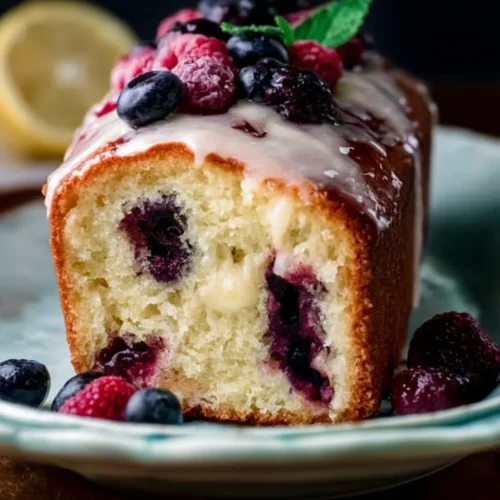 Lemon Berry Yogurt Cake 2 Lemon Berry Yogurt Cake topped with fresh berries and lemon zest
