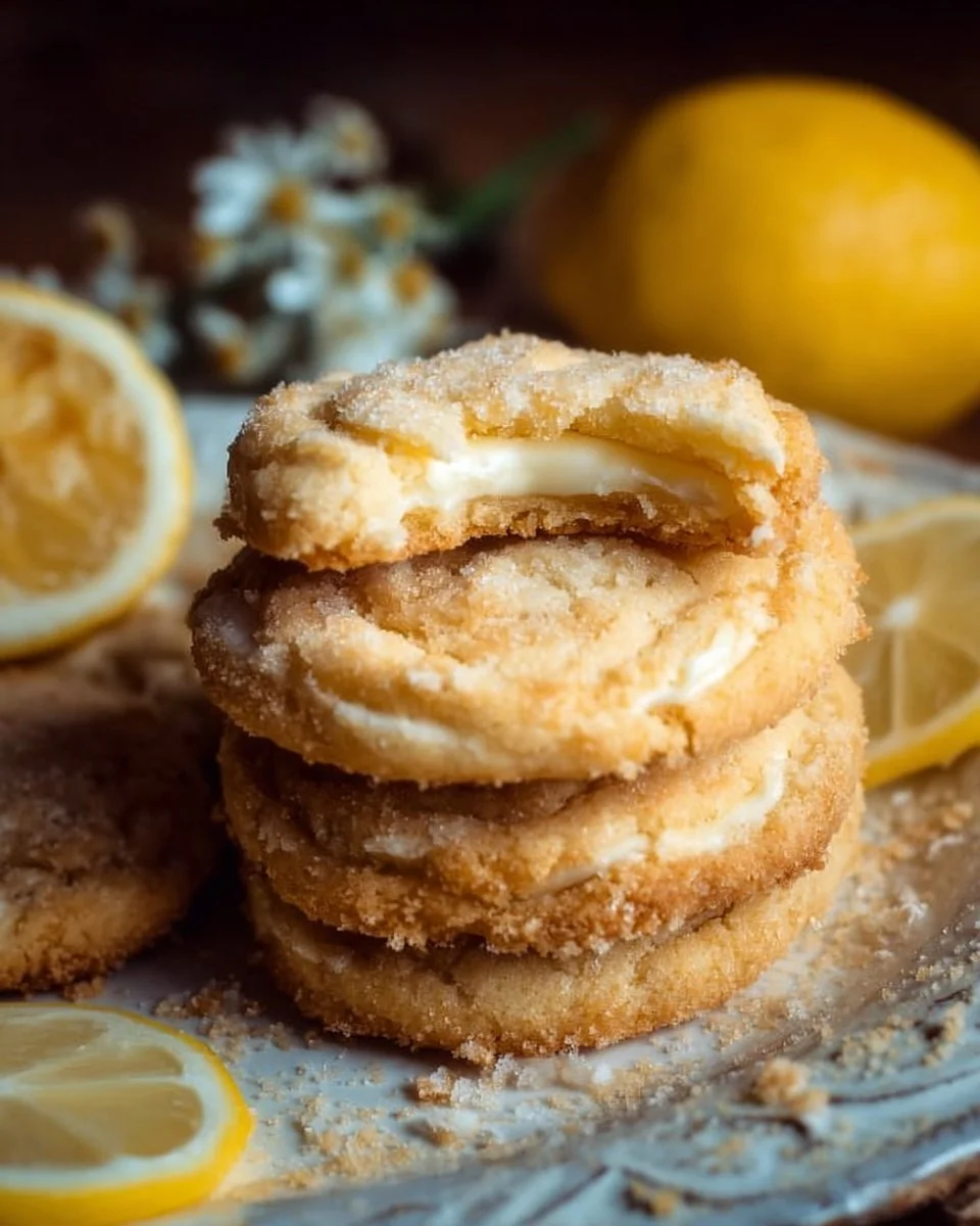Lemon cheesecake cookies with a zesty lemon glaze on a plate