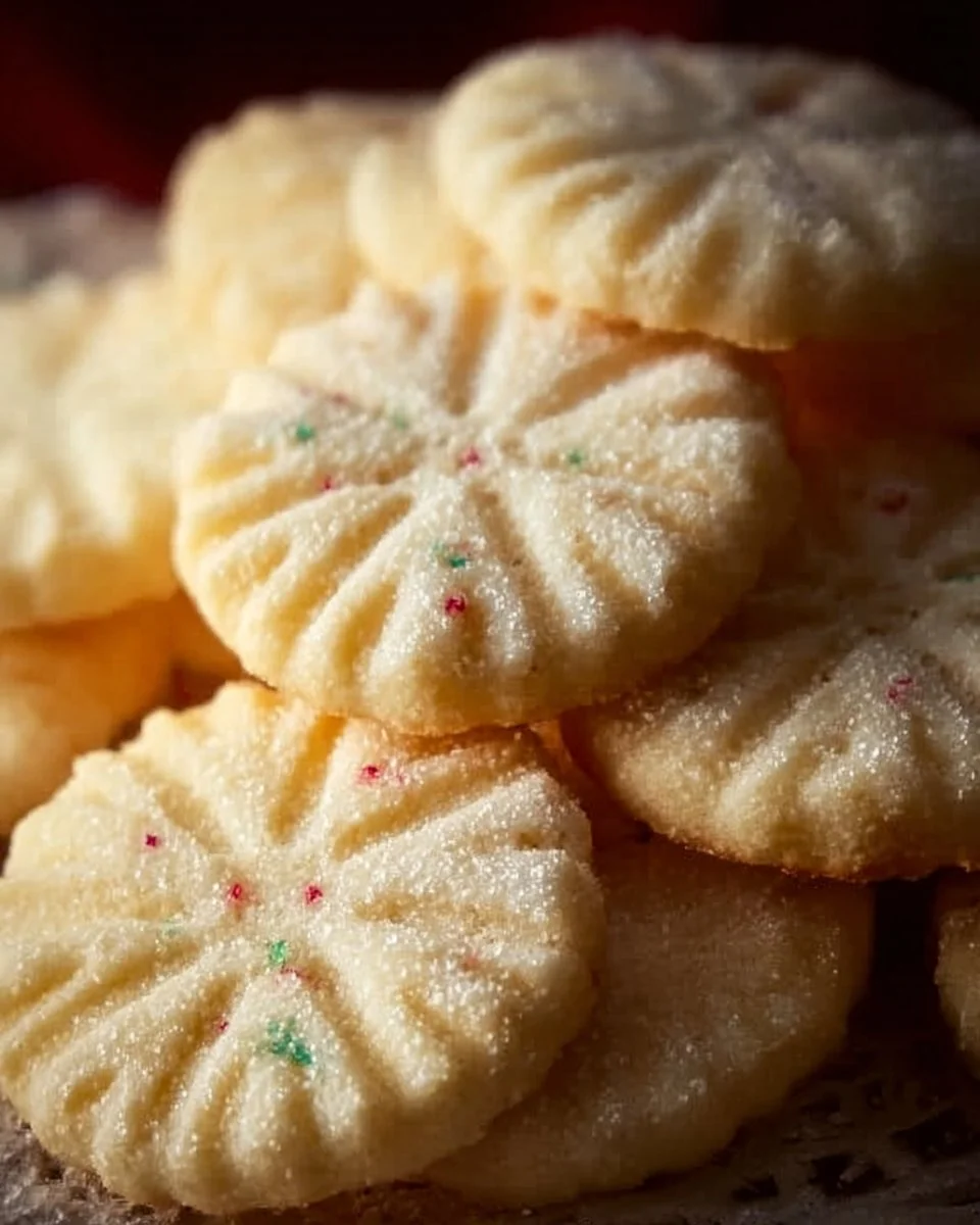 Delicious whipped shortbread cookies arranged on a plate for a festive occasion.