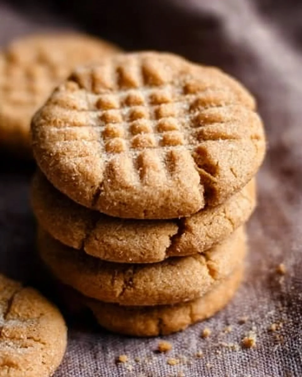 Freshly baked peanut butter cookies on a cooling rack