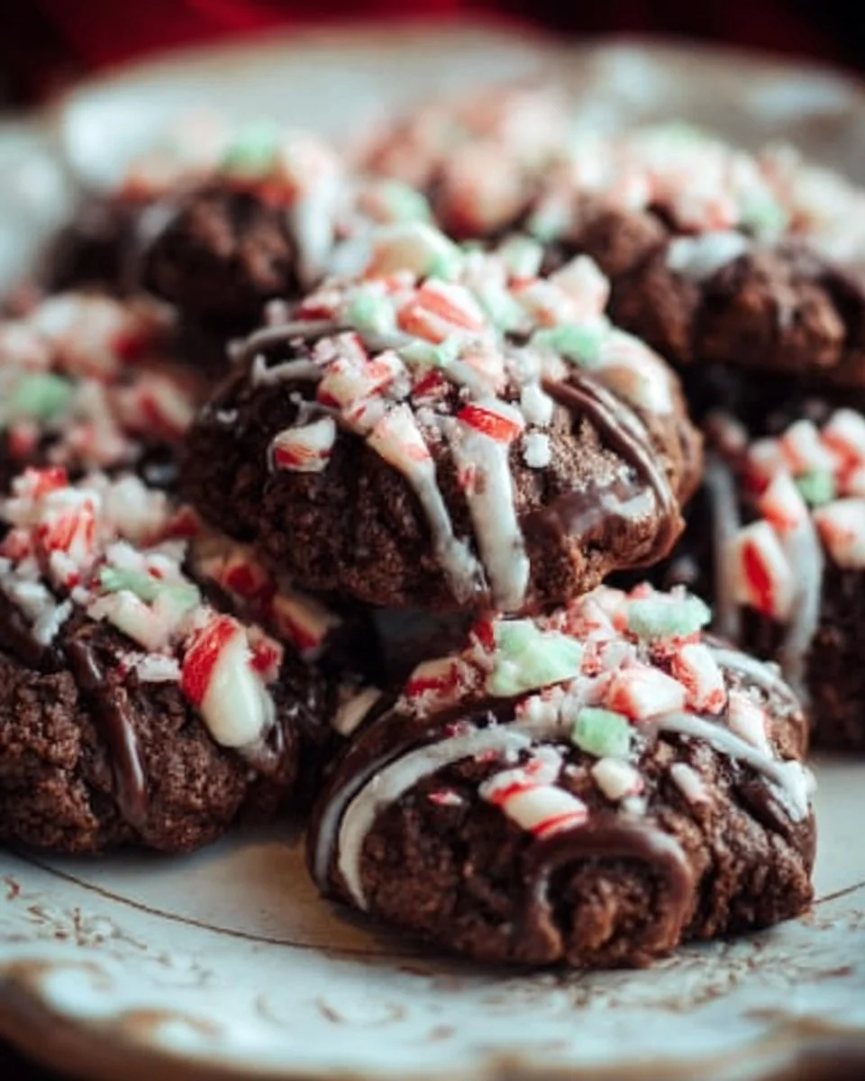 Delicious peppermint bark cookies with chocolate and peppermint toppings