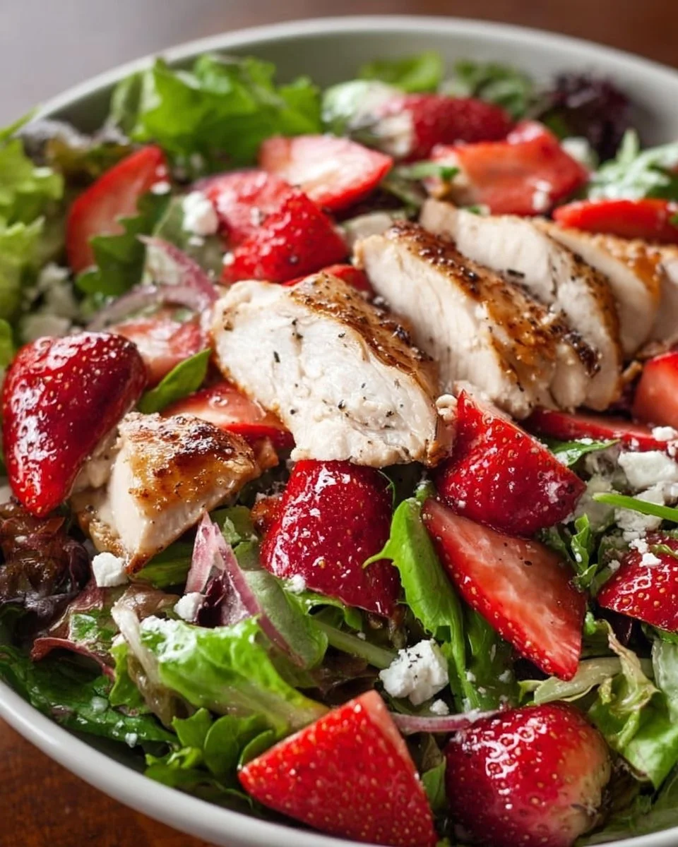 Rotisserie Chicken Strawberry Salad with fresh ingredients and vibrant colors