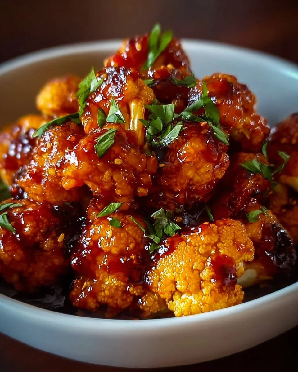 Sweet and Spicy Maple Sriracha Cauliflower 1 Sweet and Spicy Maple Sriracha Cauliflower dish on a plate