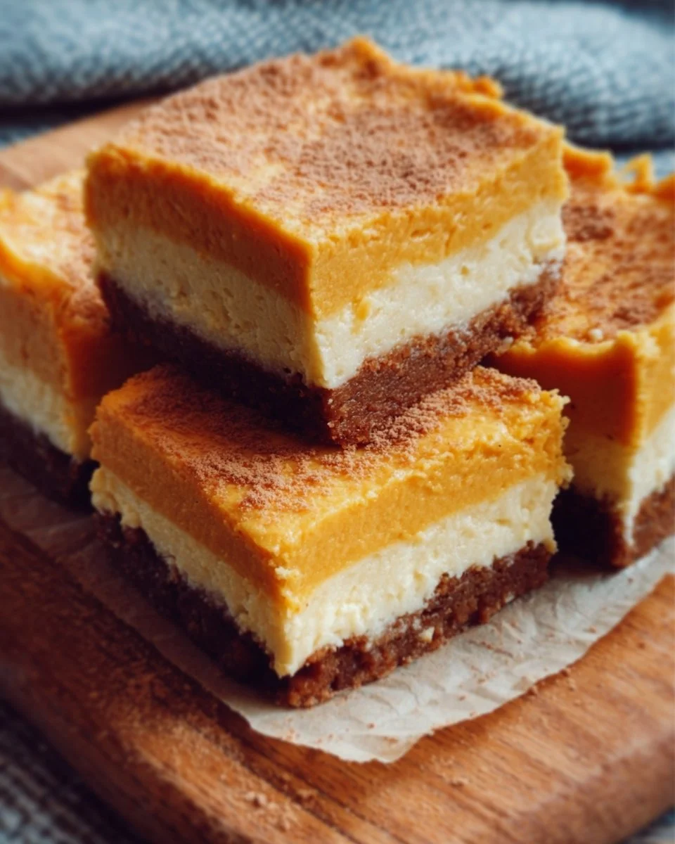 Delicious Sweet Potato Cheesecake Squares on a plate, garnished with spices.