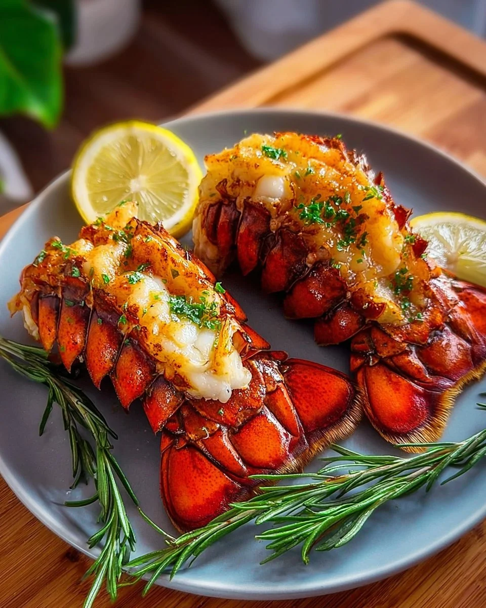 Air Fryer Lobster Tails 1 Delicious air fryer lobster tails ready to be served.