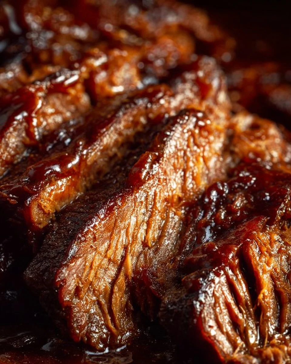 Delicious slow cooker brisket served with sides on a plate