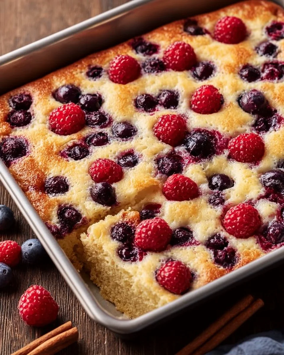 Blueberry cottage cheese breakfast bake served in a dish