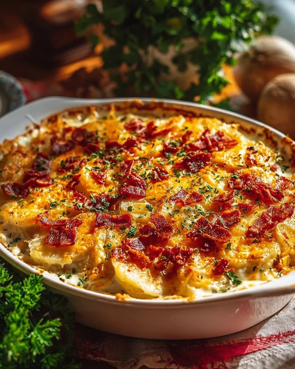 Classic Chicken and Potato Casserole 1 Delicious classic chicken and potato casserole ready to serve