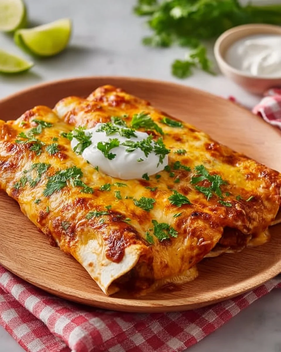 Crispy Air Fryer Beef Enchiladas 1 Crispy air fryer beef enchiladas garnished with fresh cilantro and served on a plate