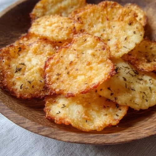 Homemade crispy cottage cheese chips fresh out of the oven