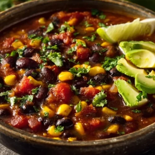 Delicious Daniel Fast black bean soup recipe served in a bowl