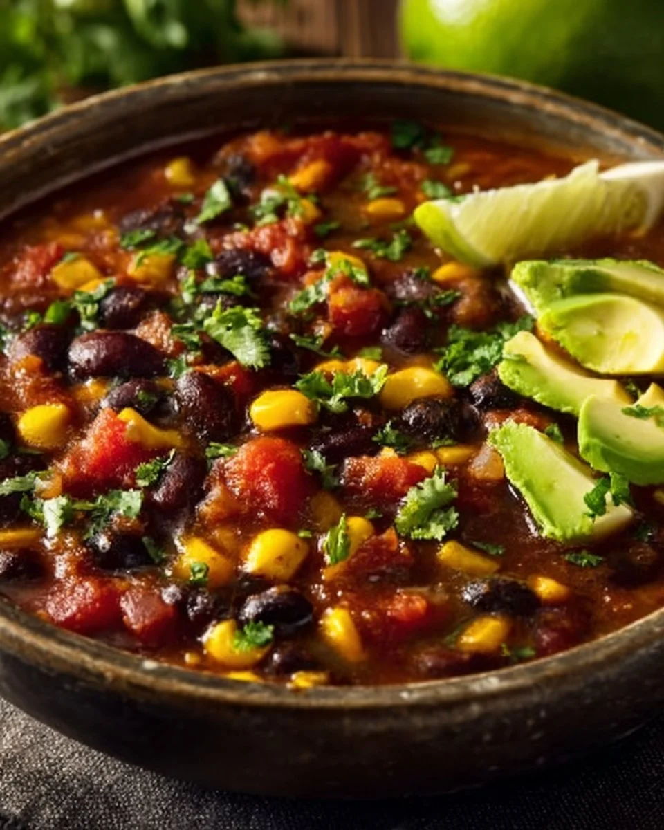 Delicious Daniel Fast black bean soup recipe served in a bowl