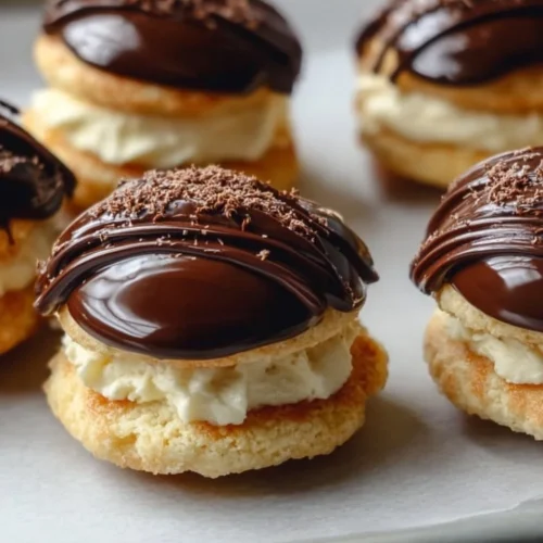 Easy Boston Cream Pie Cookies with creamy filling and chocolate frosting