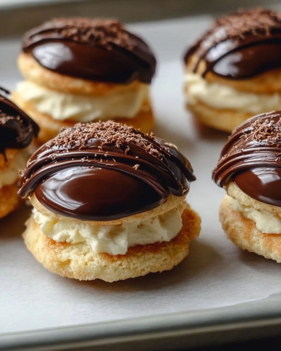 Easy Boston Cream Pie Cookies with creamy filling and chocolate frosting